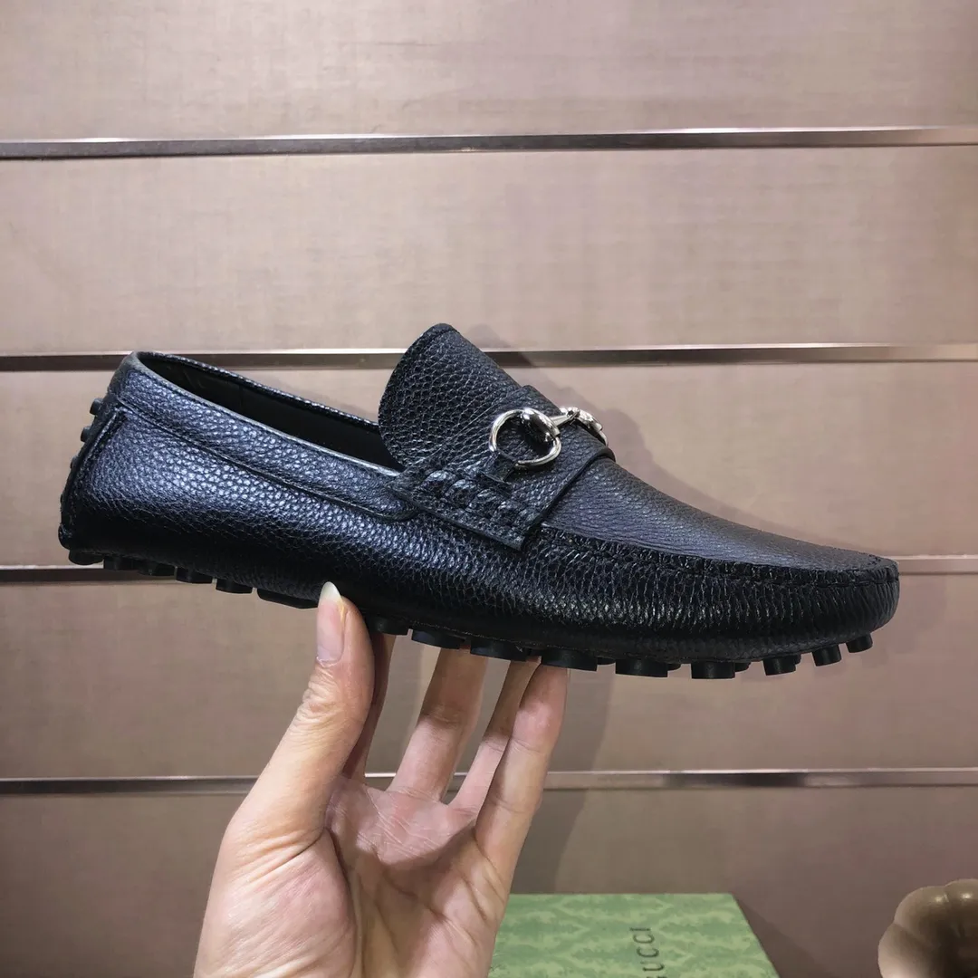 Men's Men's Shoes💰420💰[Gucci GUCCI] (High-end Niuli) New 🍀Gucci*-Gucci Peas Shoes! Made of imported original cowhide, the inner top layer is comfortable cowhide lining! Original wear-resistant rubber outsole! High quality products! Code number 38-44!